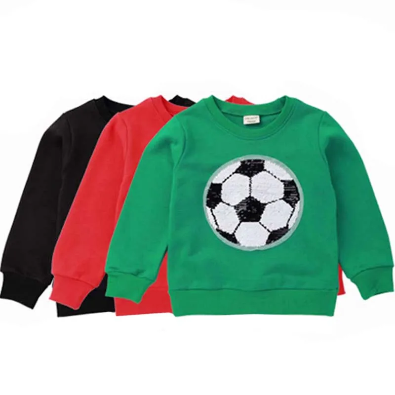 Детская хлопковая толстовка с круглым вырезом и блестками|Толстовки кофты для