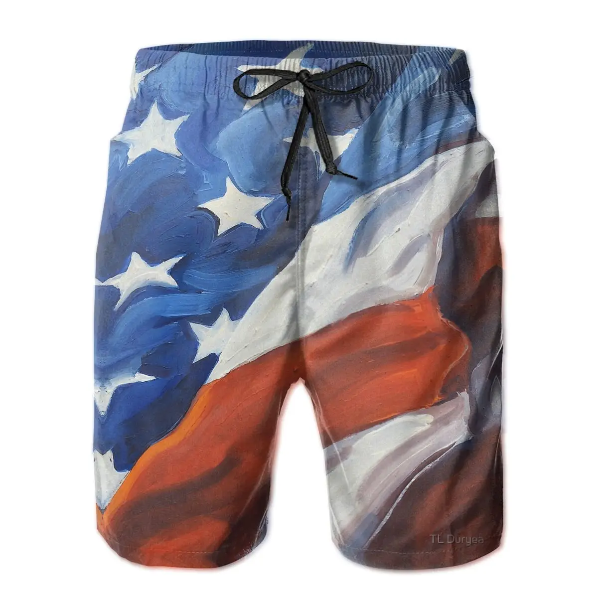 

American Flag Country First Men's Beach Shorts Funny R333 Top tee Eur Size