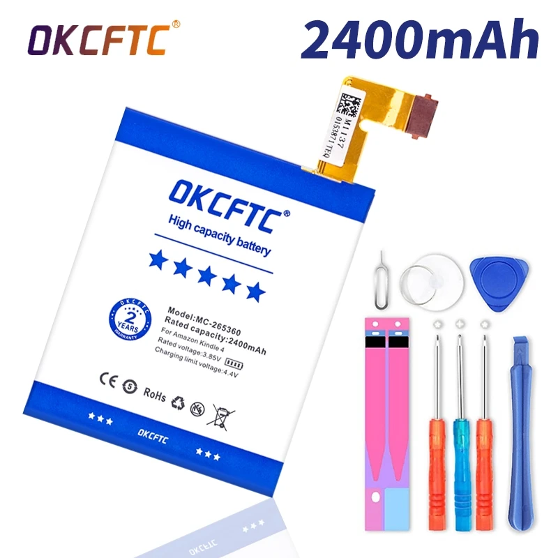 

Original 2400mAh Battery For Amazon Kindle 4 5 6 D01100 515-1058-01 MC-265360 S2011-001-S DR-A015 Battery Gift Tools +Stickers