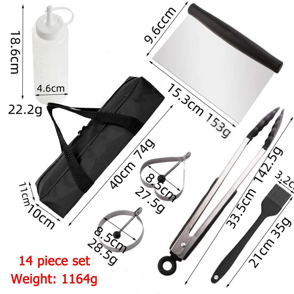 

14pcs Kitchen Gadget BBQ Tools Set Outdoor Garden Stainless Steel Kitchen Utensils Cooking Supplies with Storage Bag