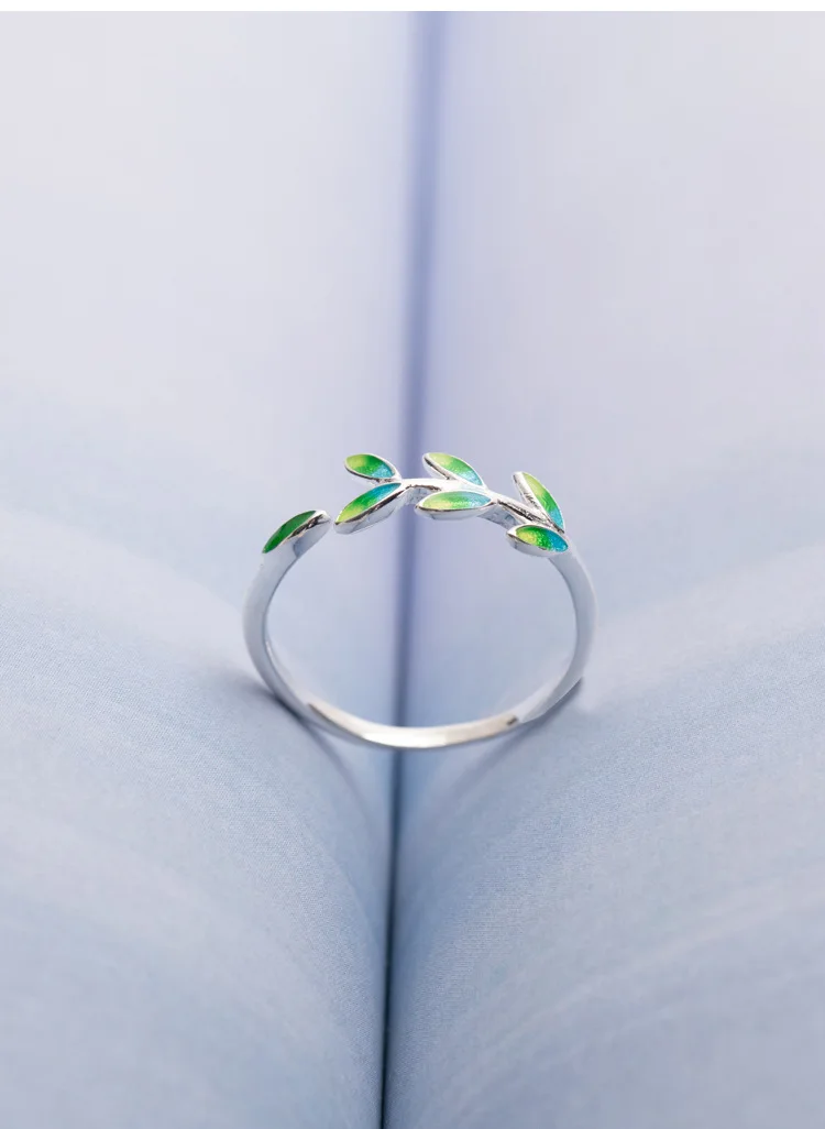 Мужские и женские кольца JIANERY свадебные с зелеными листьями модного серебристого