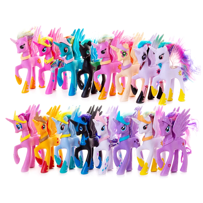 14cm My Little Pony Cartoon Rainbow Unicorn Fluttershy Sparkle Rarit Anime Action Figure Model Children Birthday Xmas Gift | Игрушки и