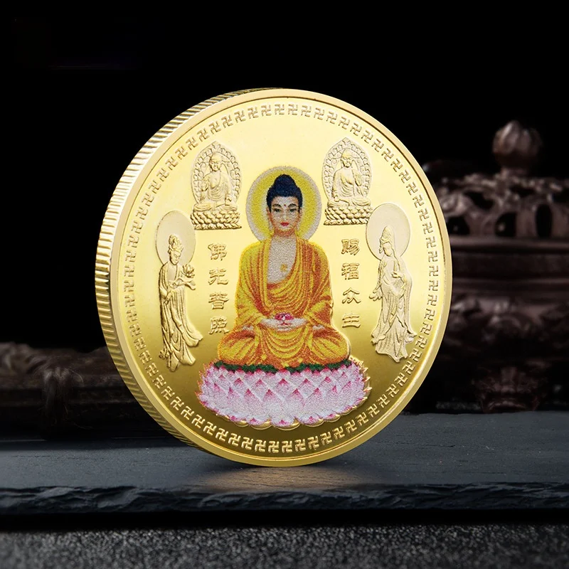 

Buddha's Compassion Bless You Religious Belief Temple Consecrate Auspicious Lucky Specie Buddhism Shakyamuni Buddha Gold Coin