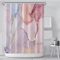 3d watercolor creative marble pattern printing bathroom curtain polyester waterproof home decoration shower curtain with hook