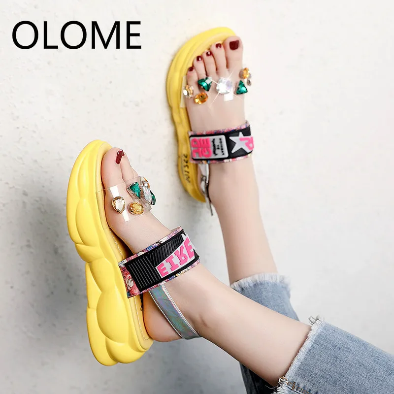 

Sports sandals girl summer 2021 new fashion pine cake thick bottom raised Rome women sandals