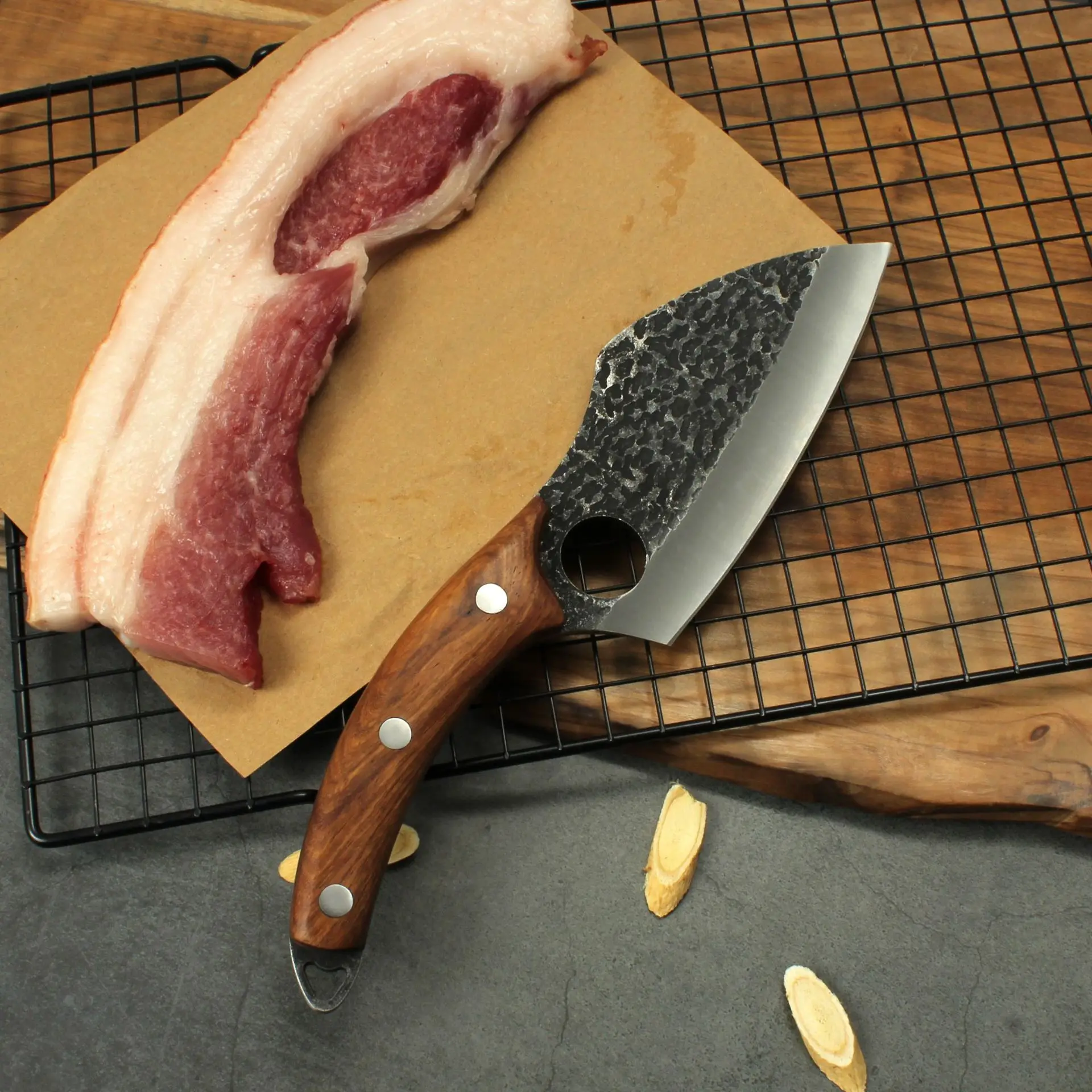 

Handmade Stainless Steel Kitchen Boning Knife Fishing Knife Meat Cleaver Outdoor Cooking Cutter Butcher Knife