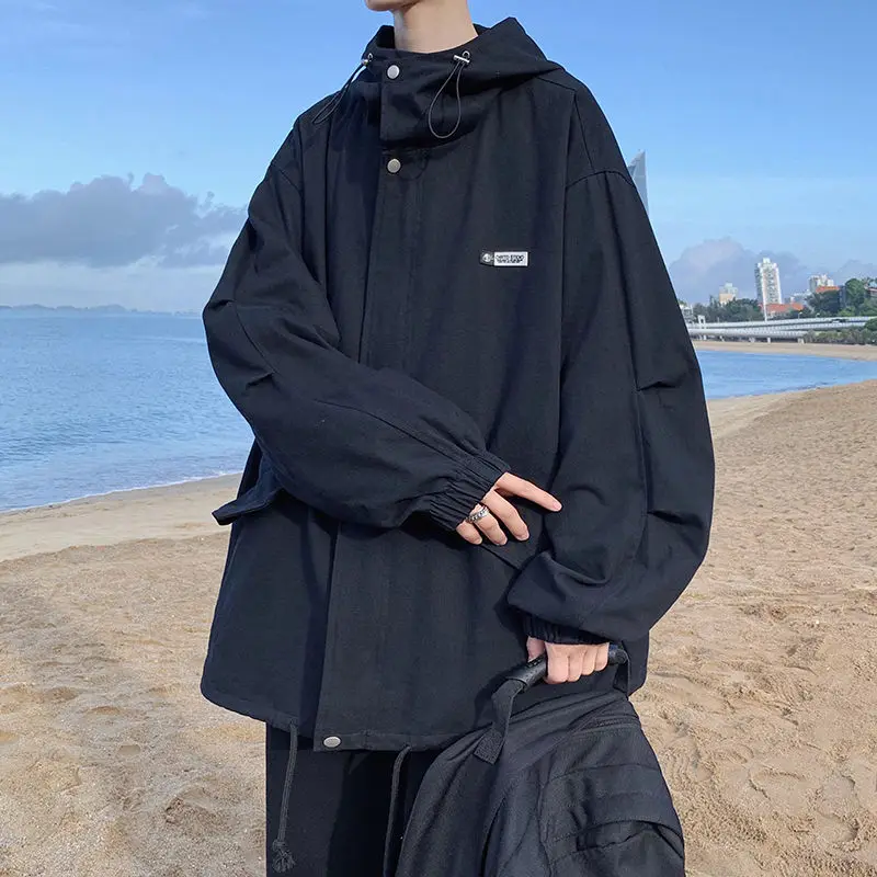 

2020 Spring And Autumn New Youth Popular Loose Solid Color Korean Hooded Jacket Fashion Casual Top Jacket Black/Gray/Apricot