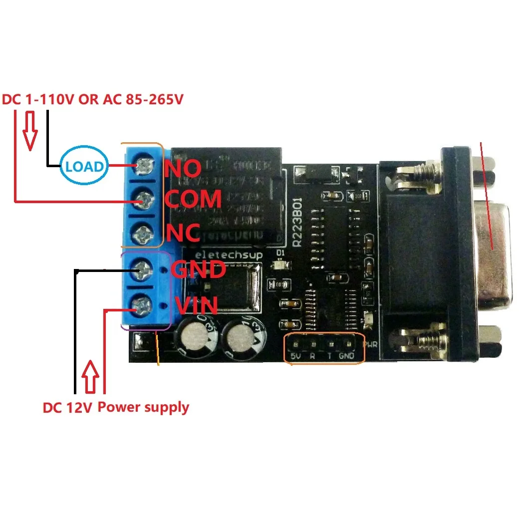 

DC 12V PC COM DB9 RS232 Serial Port Delay Relay ARM MCU UART Remote Control Switch Board