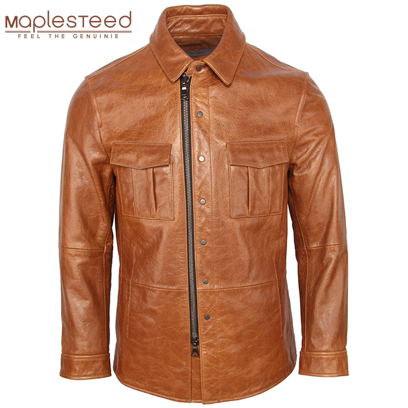 Мужская длинная куртка бомбер из 100% натуральной воловьей кожи M231|Мужские кожаные