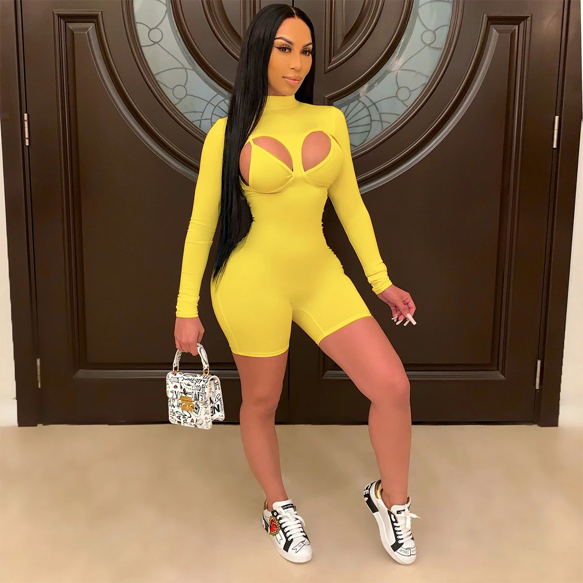 

Сексуальный комплект из двух предметов hirigin, Облегающий комбинезон с вырезами, бандажный кроп-топ, летняя одежда для женщин, комплекты одежд...