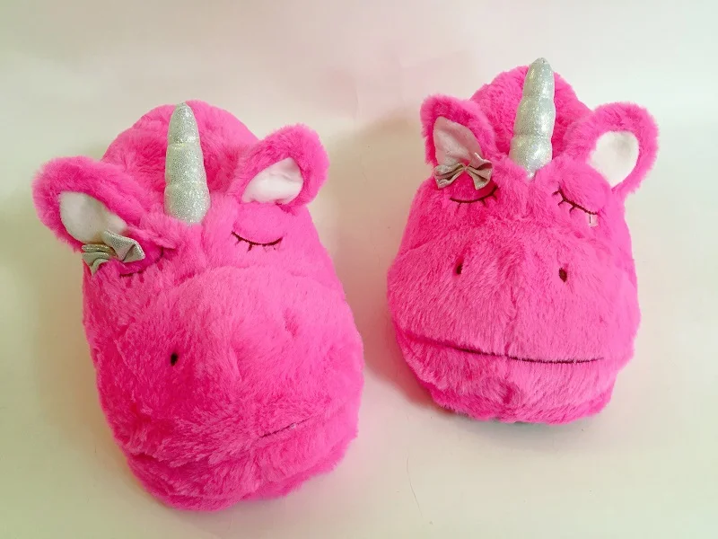 Плюшевая обувь с единорогом Размеры 25-33 Милые очень мягкие теплые домашние