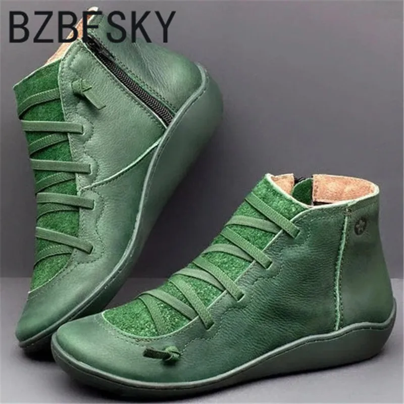 Женские зимние ботинки из искусственной кожи; весенние ботильоны на плоской подошве; женские короткие коричневые ботинки на меху; женские ботинки на шнуровке; Botas Mujer