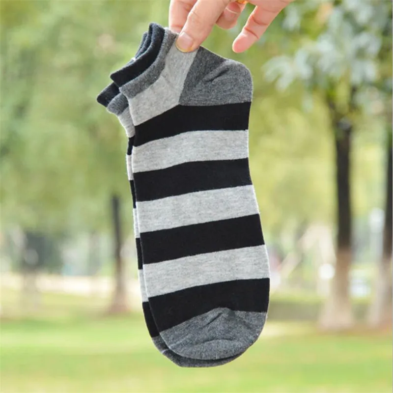 Affordable Cotton Men's Ankle Socks – Stylish Striped Design for Spring ...