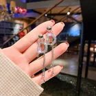 Женские серьги-подвески с буквами D, на длинной цепочке, с кристаллом, эффектные свадебные украшения, серьги-подвески большого размера