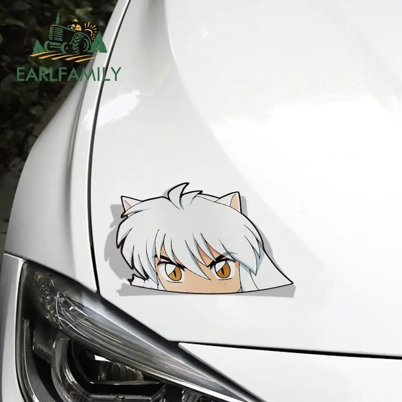 EARLFAMILY мультяшная Автомобильная наклейка для Inuyasha Peeker Peek большой головы аниме