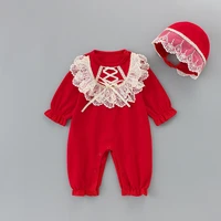 1 6y baby girls christmas clothes one pieces lace romperhat girls jumpsuit children clothing red 0 2y