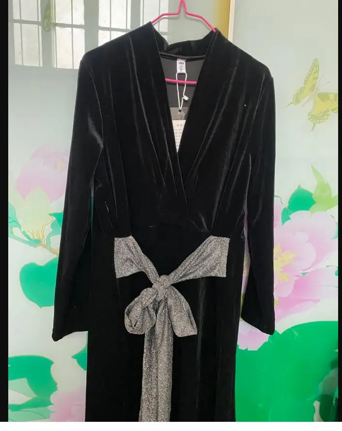 

Vintage Women Long Velour Dress Winter Long Black Party Dresses Women Elegant Long Velvet Dresses