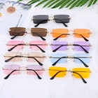 Модные прямоугольные женские солнцезащитные очки без оправы UV400, солнцезащитные очки для езды на велосипеде в стиле ретро, градиентные цвета, солнцезащитные очки унисекс