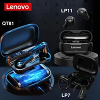lenovo qt81 lp7 tws earphone wireless bt 5 0 waterproof earphones hifi wireless earbud headset with mic sport earbuds