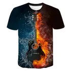 2021 модная футболка с музыкальным инструментом гитары для мужчин, летняя повседневная графическая футболка с 3D-принтом, забавная футболка Funko Pop, Топ