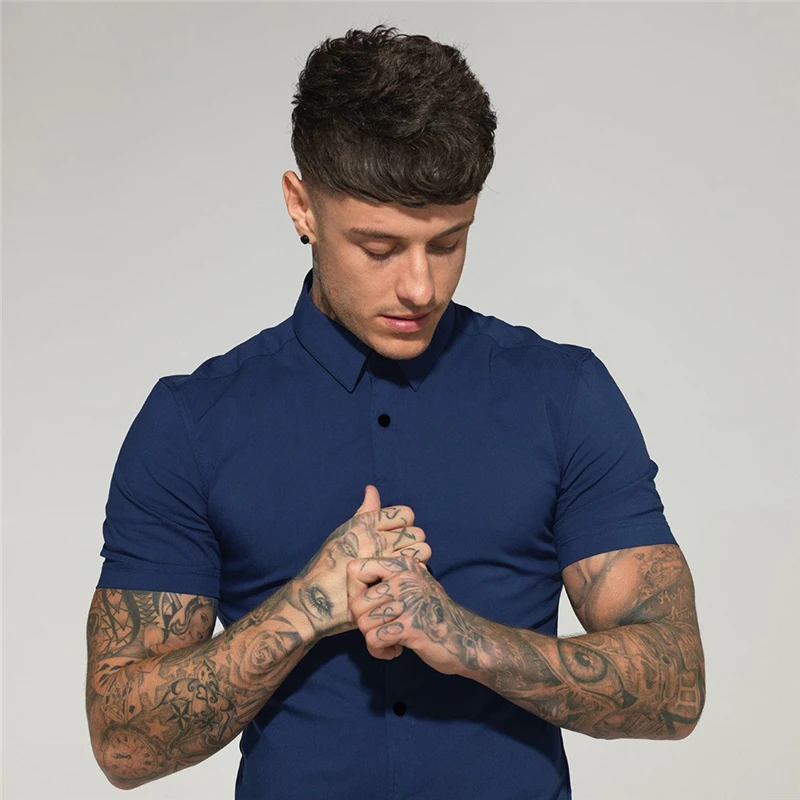 Рубашка мужская с отложным воротником Повседневная модная дышащая Спортивная