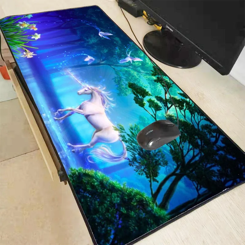 Игровой коврик для мыши XGZ Unicorns игровой с лошадиной в лесу геймерский Аниме