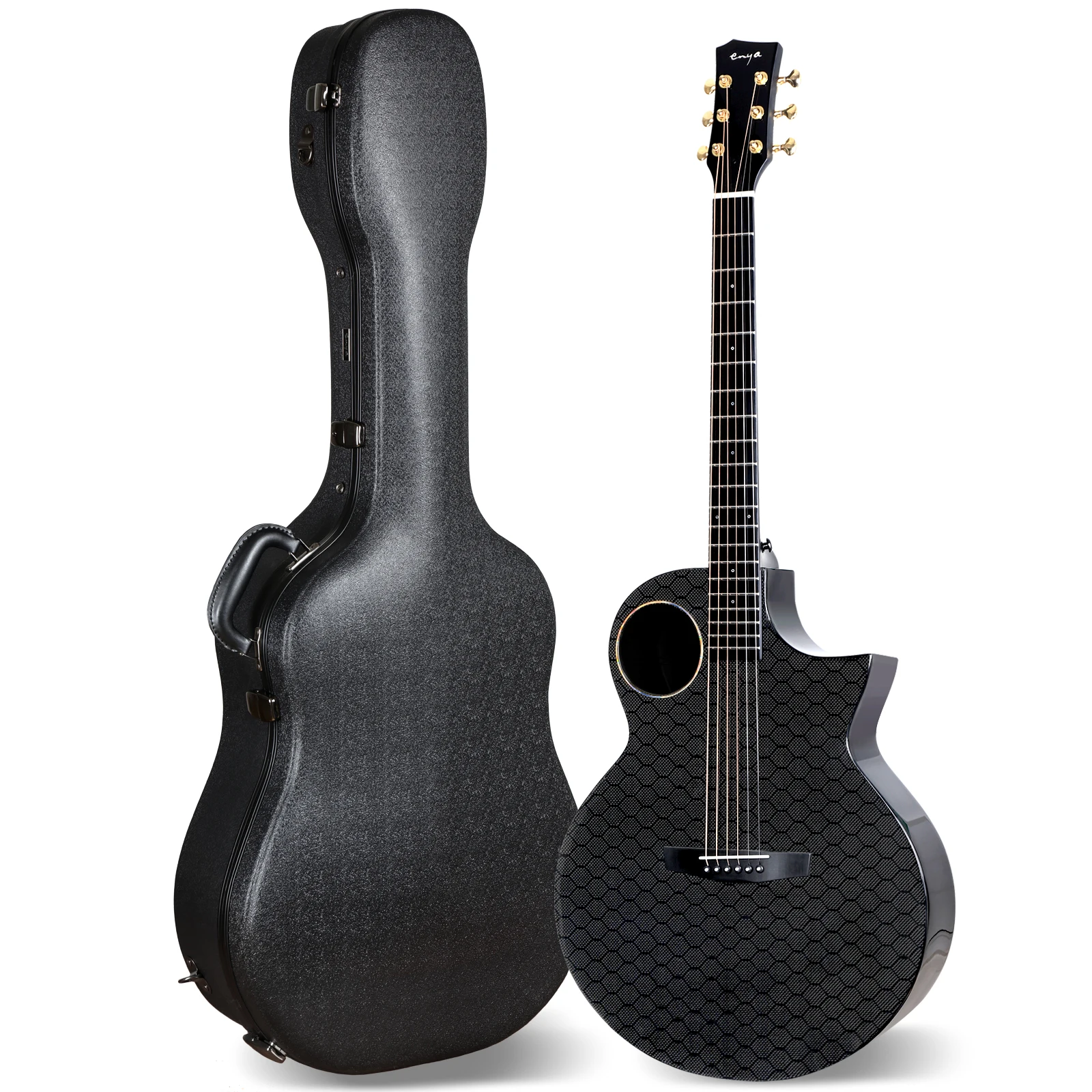 

Enya Guitar X4 41â€ Carbon Fiber AcousticPlus Cutaway Guitar Package with Hard Case,Leather Strap