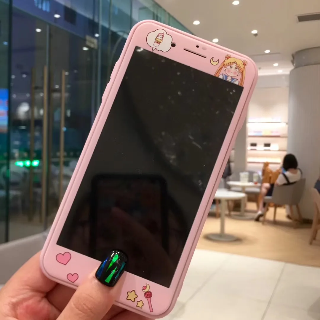 

Screen Protector for iPhone 7 8 6 6S Plus 9H 3D Tempered Glass Cartoon Pattern Film
