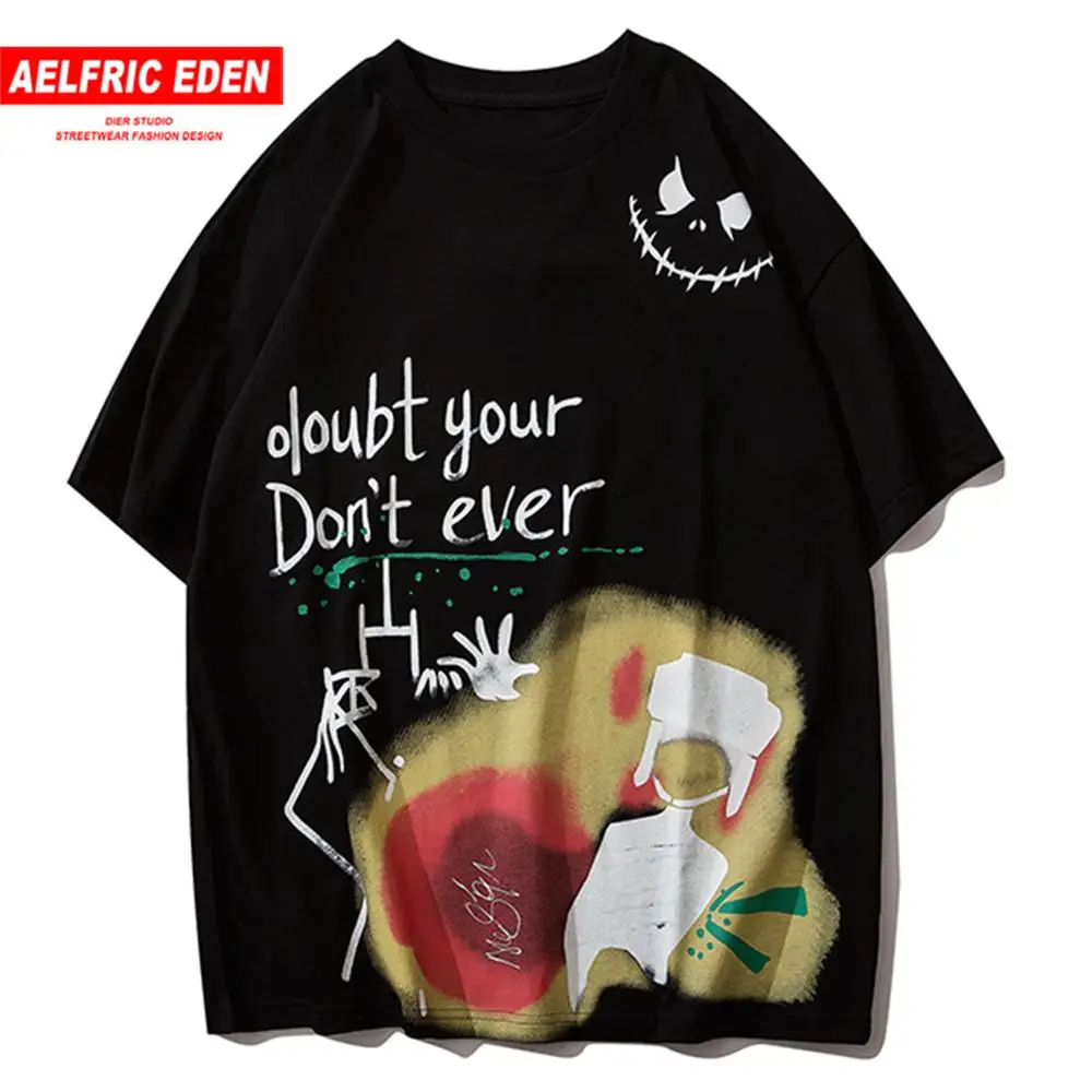 Aelfric Eden футболка в стиле хип хоп с принтом граффити для мужчин 2020SS хлопок Японский