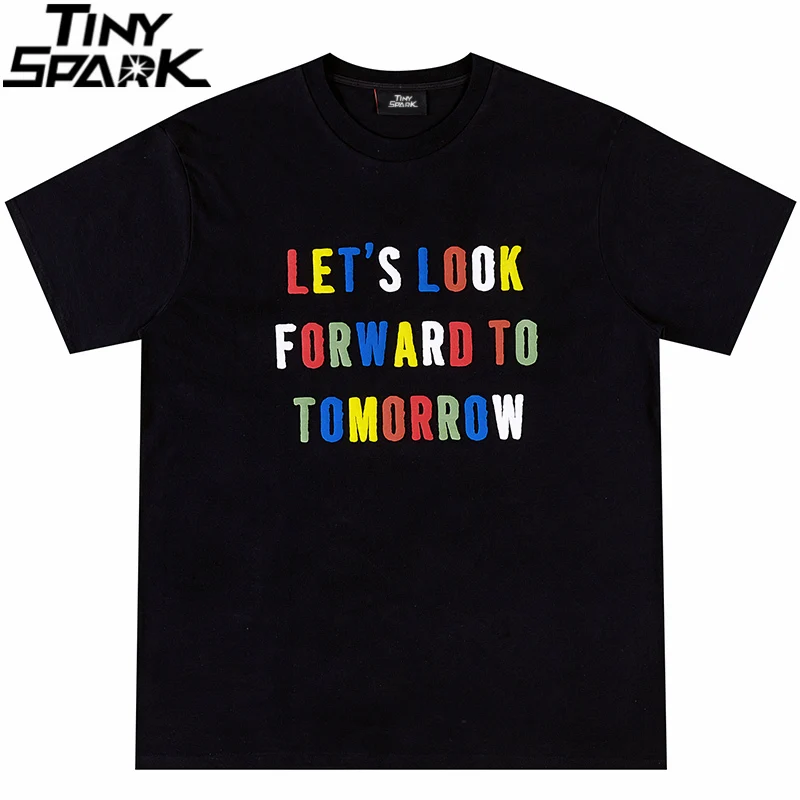 

2021 Men Hip Hop T Shirt Streetwear Letter Harajuku T-Shirt Cotton Casual Tshirt Summer Short Sleeve Tops Tees Black White Shirt