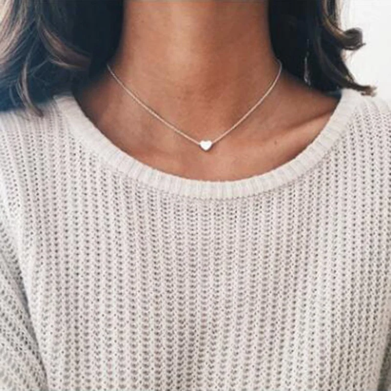 

New Simple mini Heart Women Necklace Female Elegant Wild Boutique Lovely Pendant Earlynecklace Chorker for lovers girlfriends