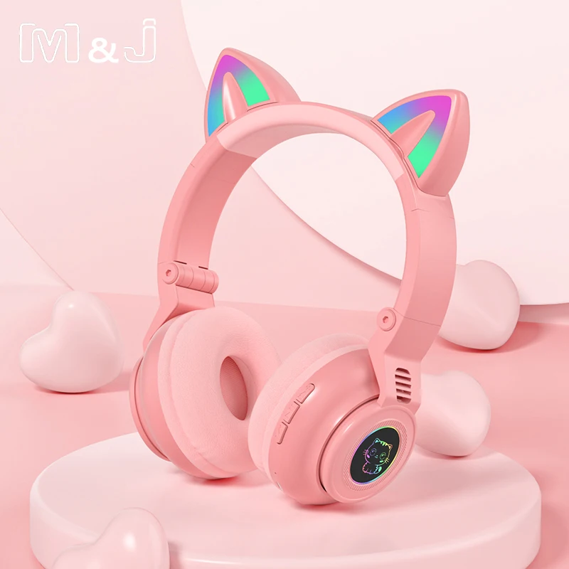 Кошачьими ушками наушники светодиодный светящиеся Bluetooth Беспроводной шлем