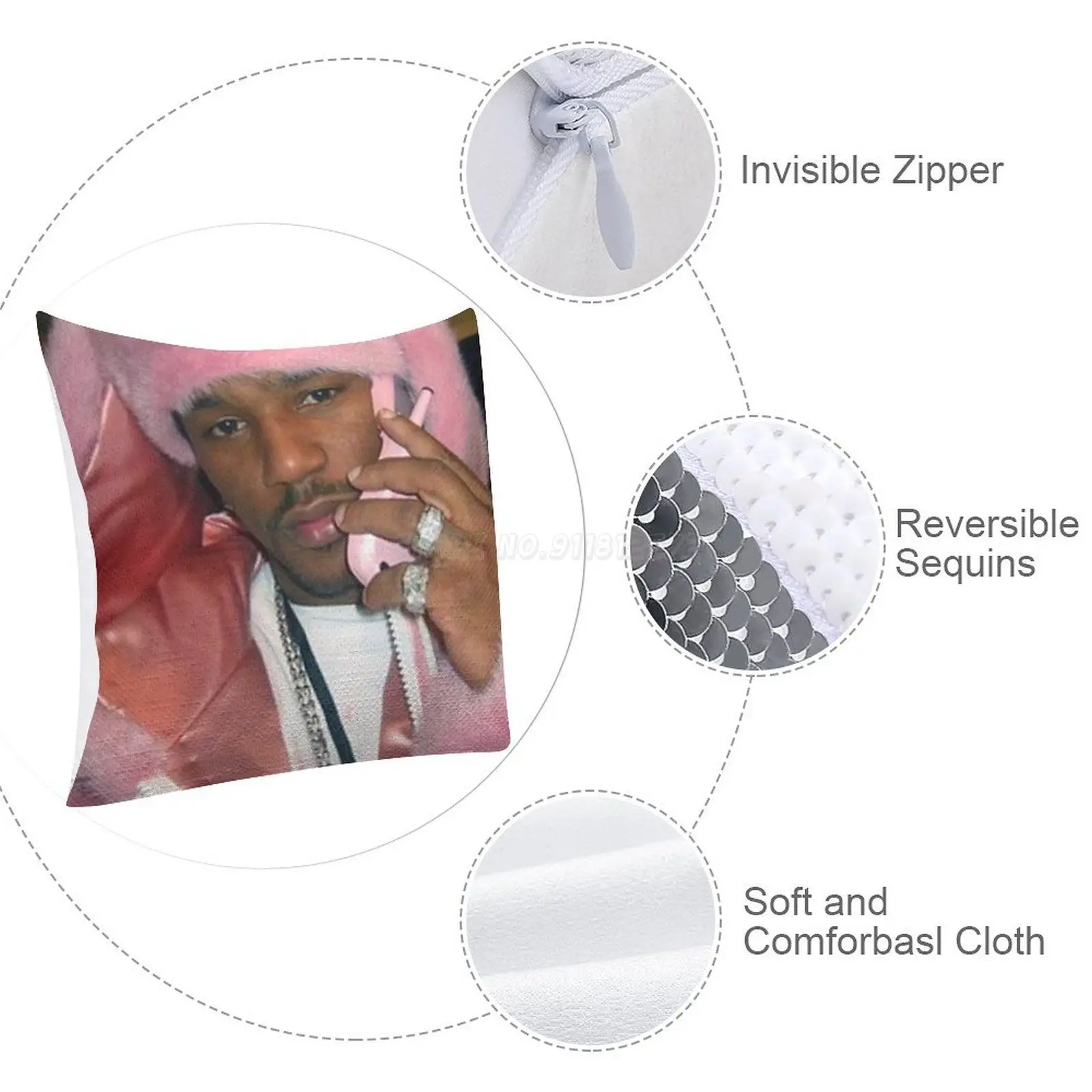 Cam'ron розовая наволочка с блестками для дивана 40x40 см русалка Camron модная