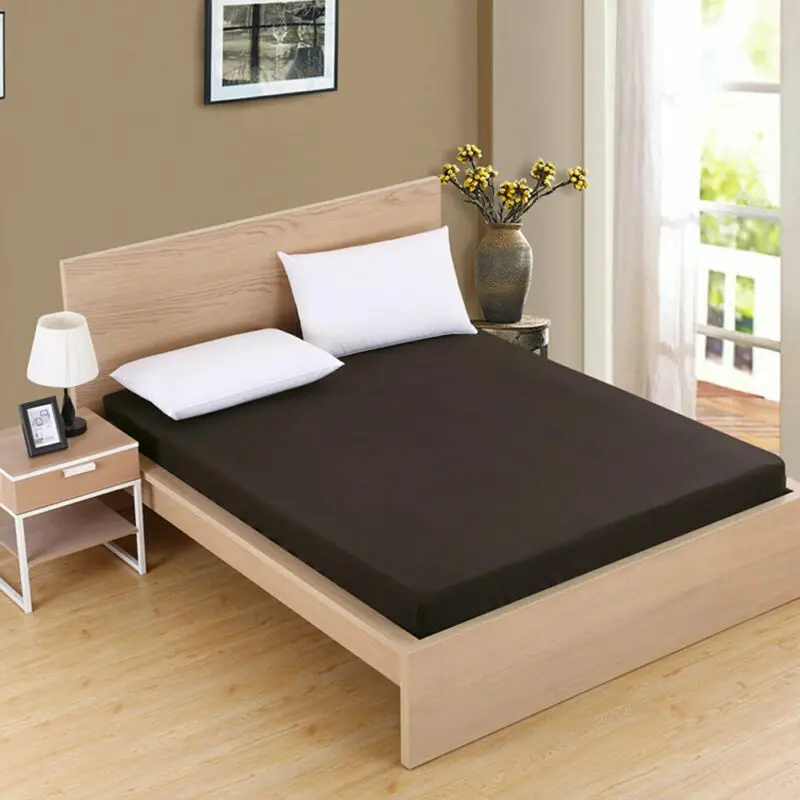 Новое поступление однотонная натяжная простыня из 100% полиэстера на резинке