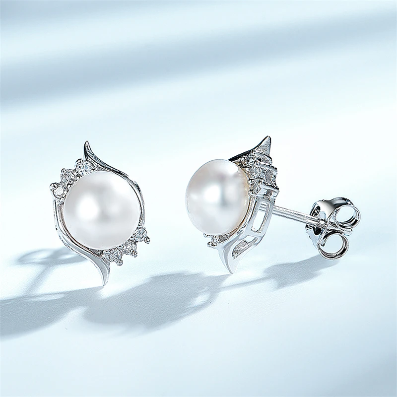 Женские серьги гвоздики с пресноводным жемчугом DY классические сережки из