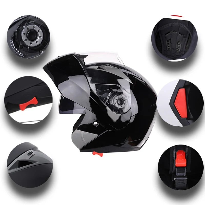 Модульный шлем rcycle с двойным козырьком откидной гоночный двойными линзами