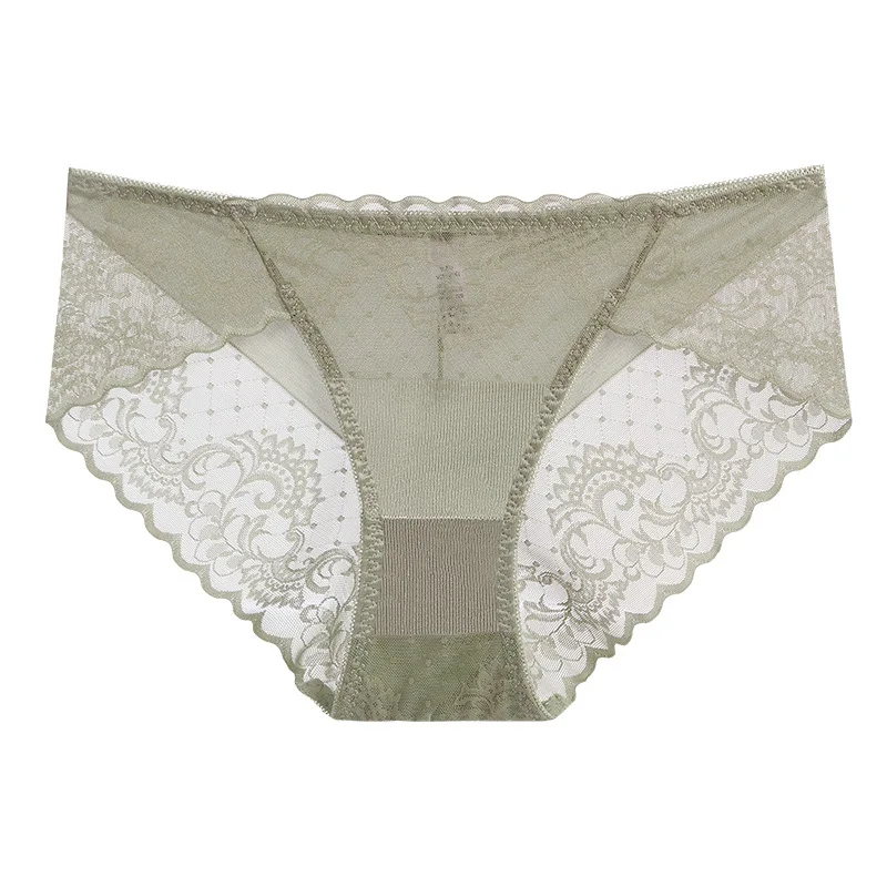 

2021 NEW Women Underwear Sexy Lace Panties Transparent Mesh Lace Temptation Briefs Buttocks Fashion Design Plus Size Lingerie