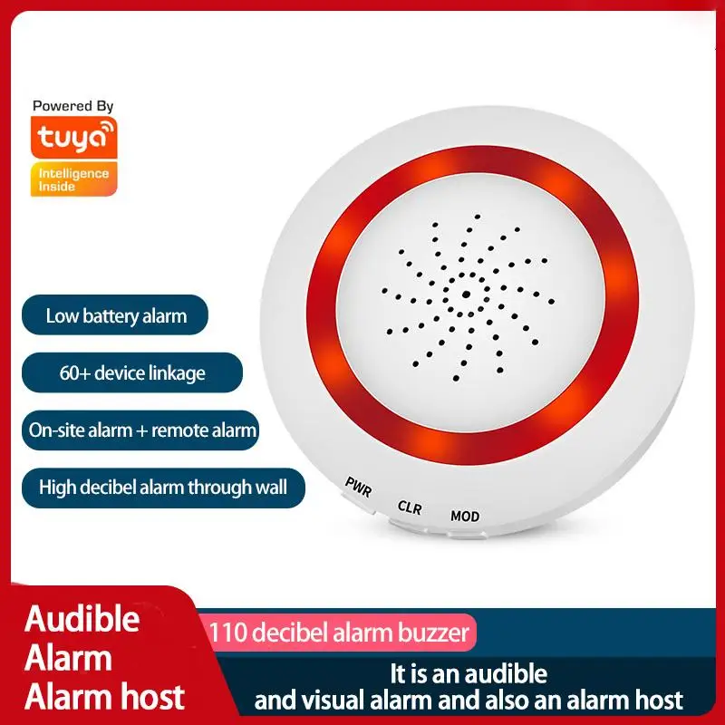 

Zigbee Tuya Wifi Wireless Sound And Light Alarm 110 Decibels Linkage Smart Sound Detection Siren Alarm For Google Home Alexa
