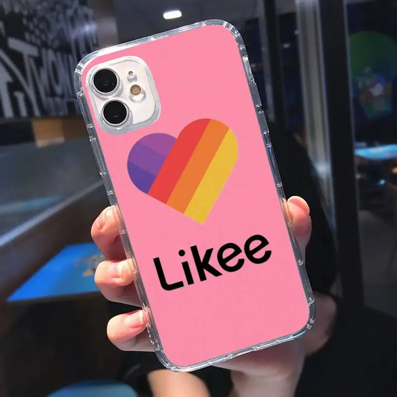 

Cartoon Likee cat bear love heart pink Phone Case Transparent for iPhone 6 7 8 11 12 s mini pro X XS XR MAX Plus