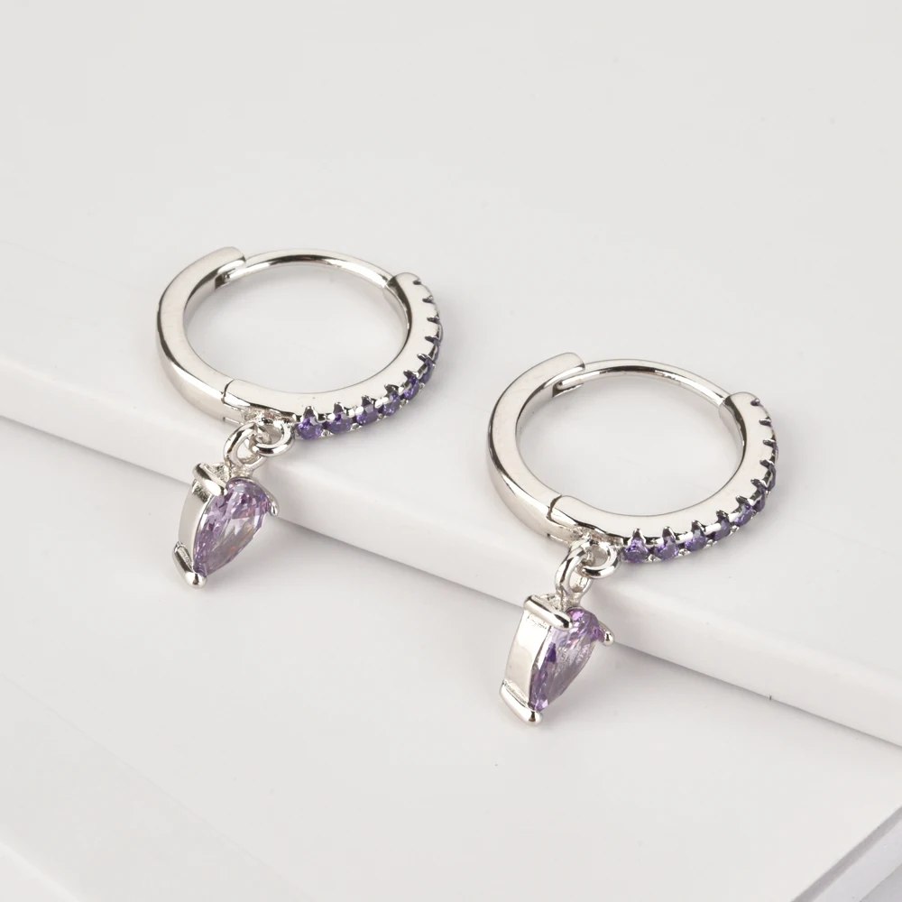 Kikichicc 925 пробы серебряные фиолетовые овальные серьги-капельки круглые Роскошные