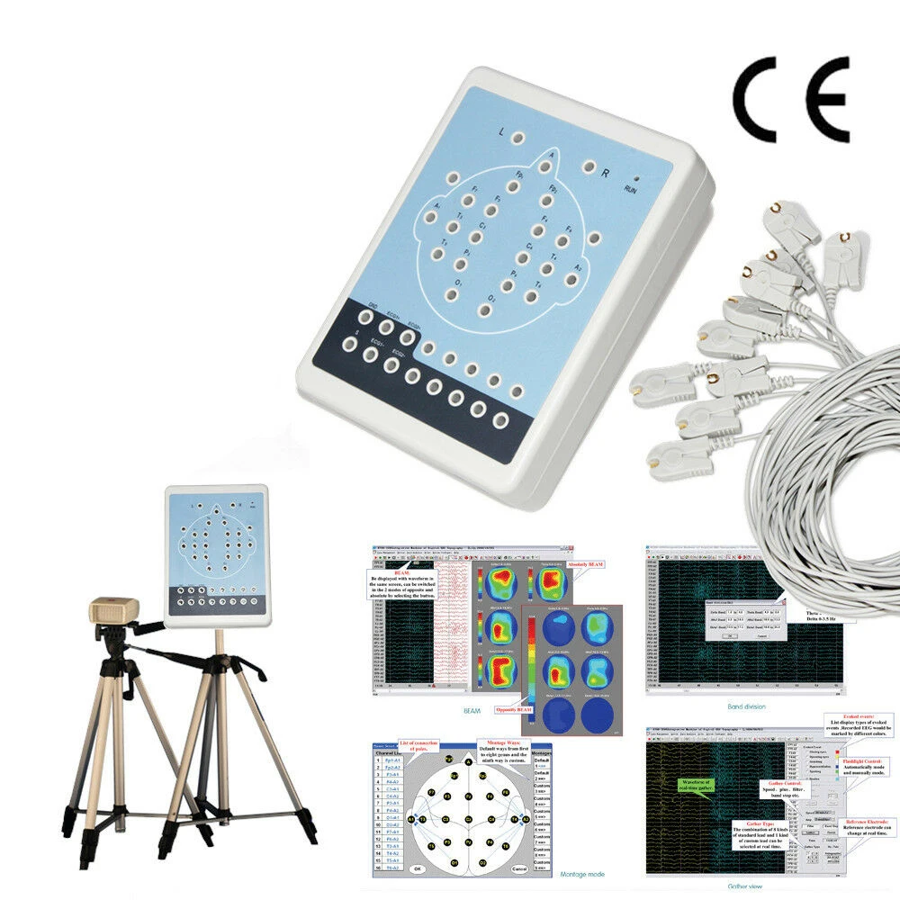 KT88-1016 Digital Brain Electric Activity Mapping System 16 Channel EEG Machine Electroencefalogram USB Software | Красота и здоровье
