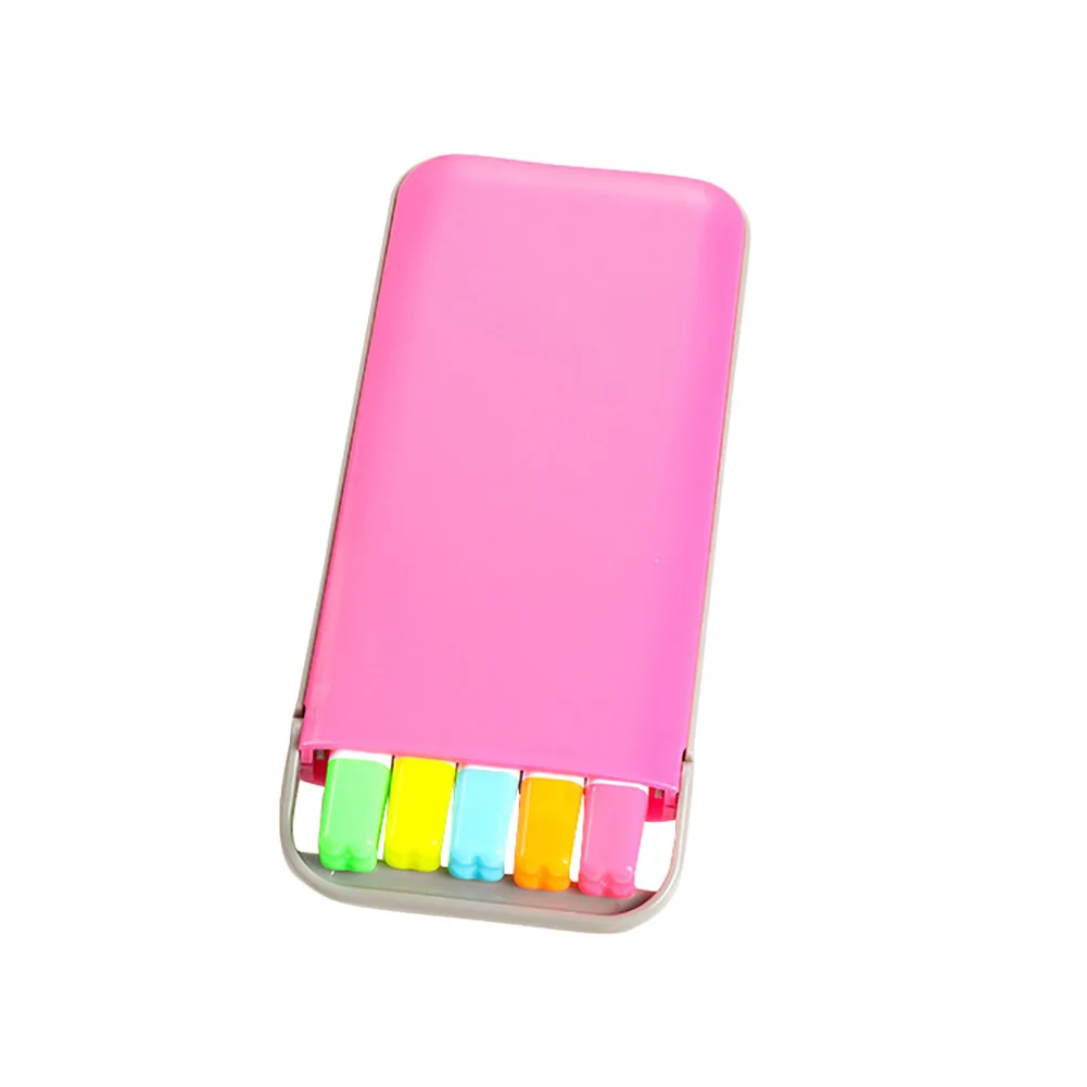 1 Set / 5 Pcs Coloured Marker Pen Highlighter Colored Fluorescent Pens Bevel Cut Head Color Candy Write Smoothly | Канцтовары для