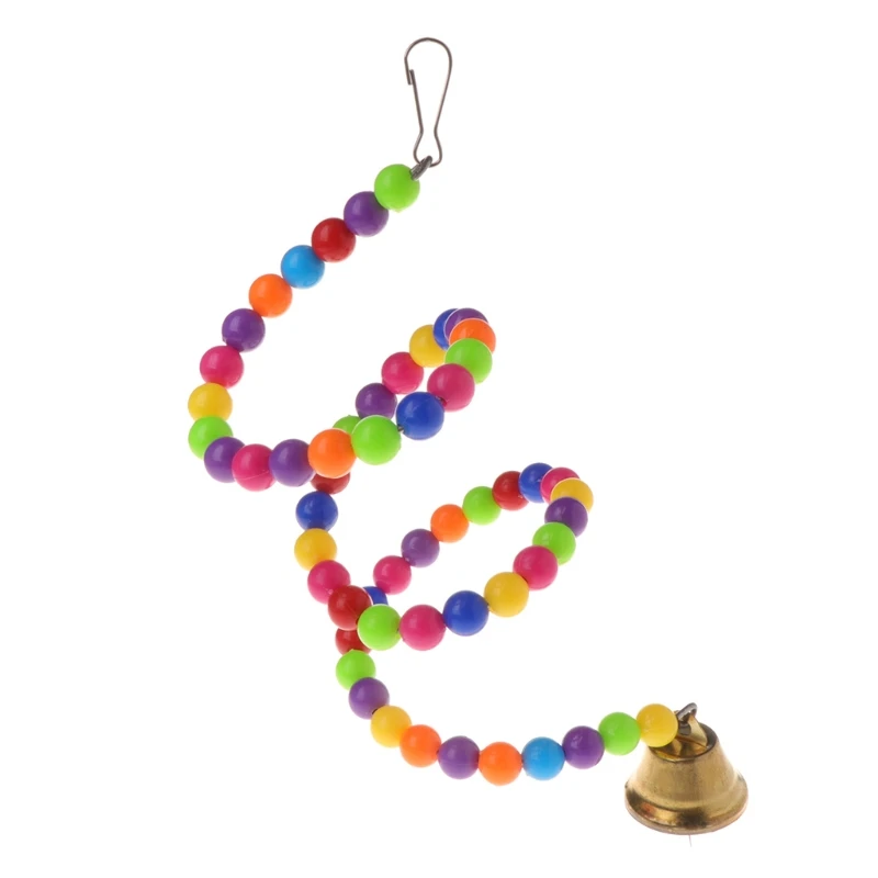 

Parrot Toys Spiral Swing Stand Holder Birds Creative Bell Colorful Beads Ladder P9JC