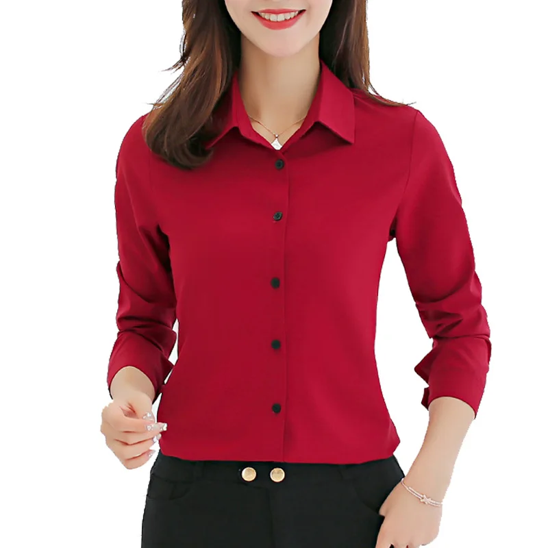 Blusas De мод Топы с длинным рукавом Комбинезон отворотами и белая блузка женские