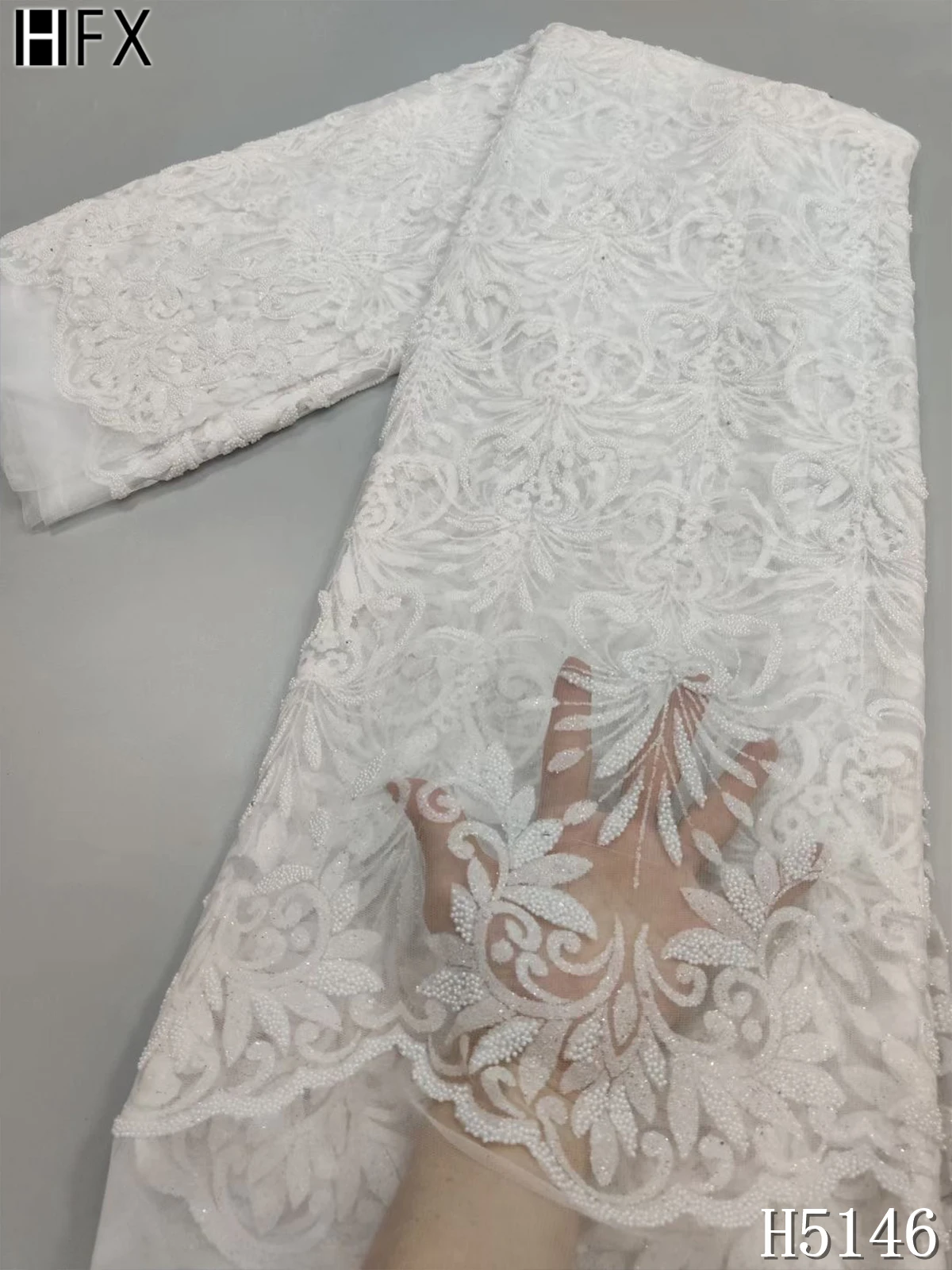 Новое поступление африканская кружевная ткань HFX блестки бисерная сетка кружево