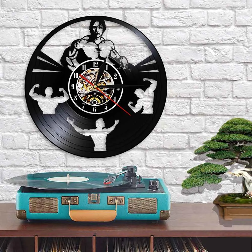 Арнольд Шварцнеггер фитнес Дарен виниловая запись настенные часы Бодибилдинг