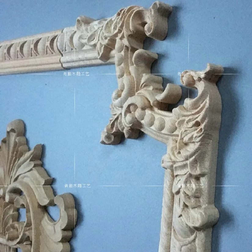 

Home carving accessories solid wood Decal 2-4 pieces set decorative sculpture molding wood carving furniture Retro