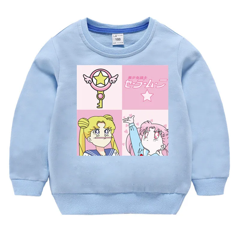 Детский хлопковый пуловер с принтом Сейлор Мун для девочек топы маленьких