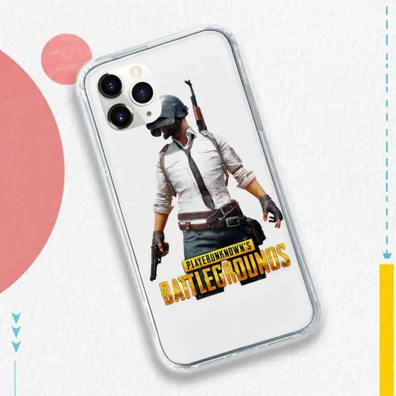 

PUBG hot game pattern Phone Case Transparent soft For iphone 5 5s 5c se 6 6s 7 8 11 12 plus mini x xs xr pro max
