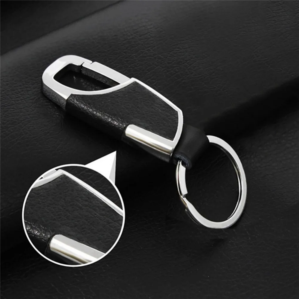 Black Leather Keychain For Fibai Volkswagen Jetta Car-styling Car Keyring Key Chain For Ford Toyota Skoda Octavia
